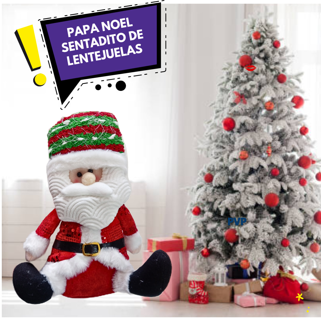 PAPA NOEL SENTADITO DE LENTEJUELAS
