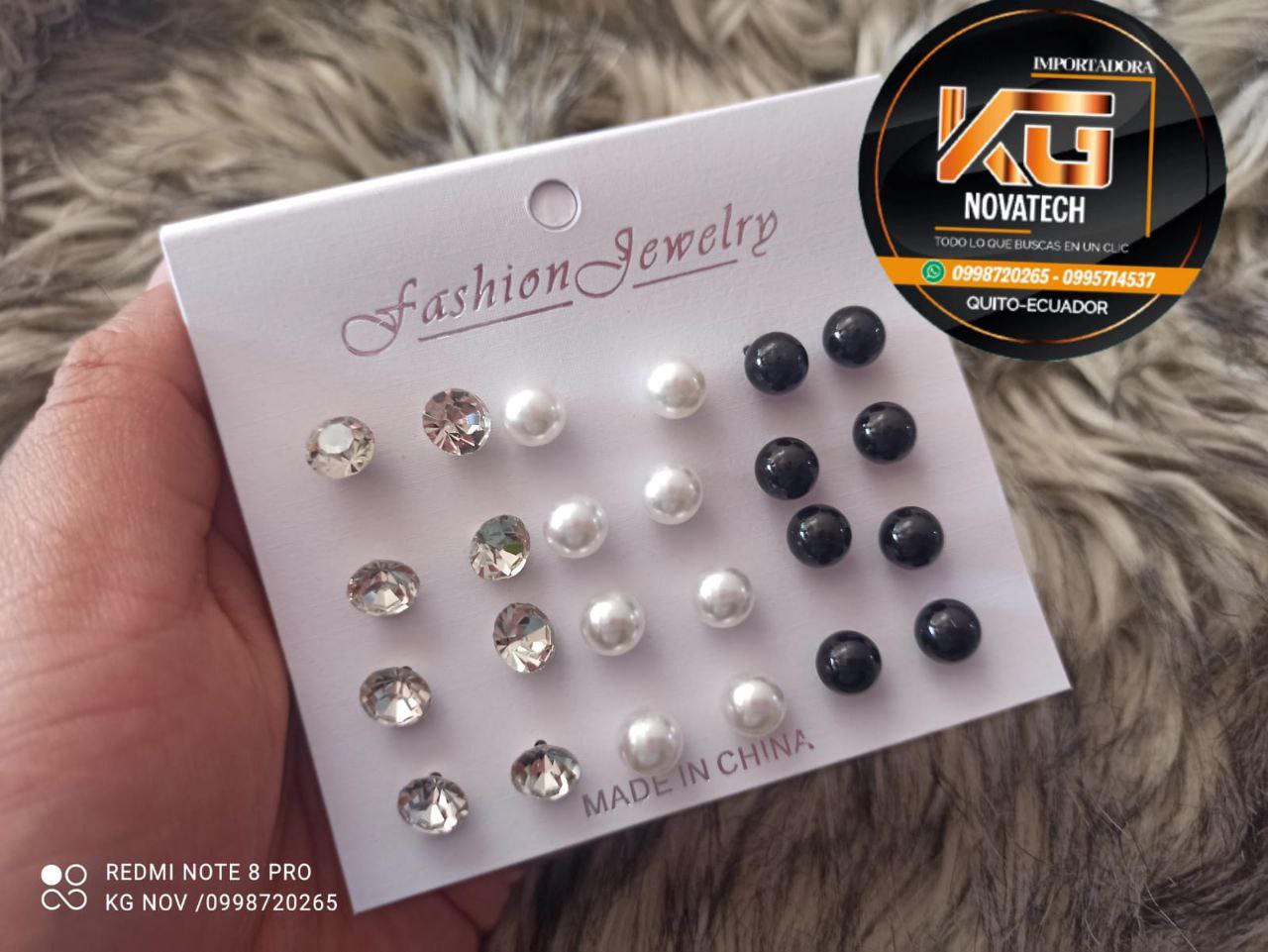 ARETES MIX BOLITA + DIAMANTE 12 PARES KG2607R