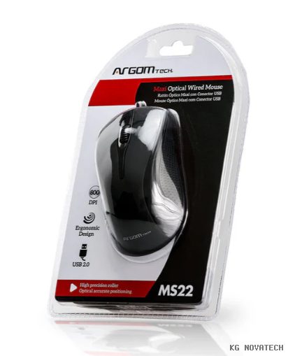 MOUSE ARGOM MS-0022 USB OPT, ERGO, BLACK